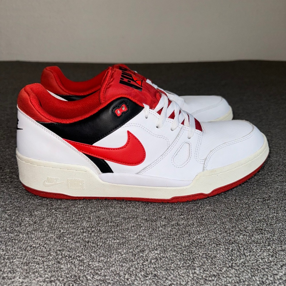Nike Full Force Low Mens White Black Varsity Red FB1362-102 Basketball Shoes 12